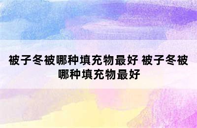 被子冬被哪种填充物最好 被子冬被哪种填充物最好